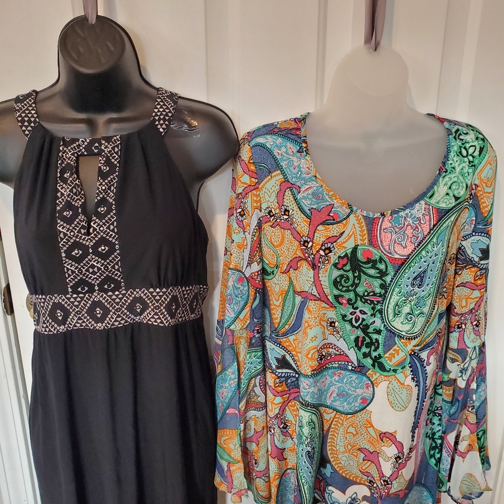 International Concepts Black w/geometric trim and NWT MSK Multicolor Dresses